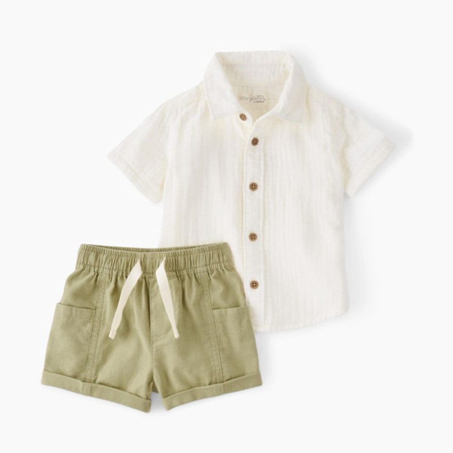 Clothing & Accessories Carter's | Carter'S Little Planet Button-Front Shirt And Shorts Set Made With Organic Cotton