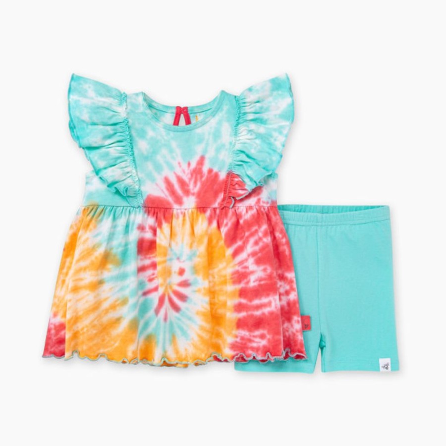 Clothing & Accessories Burt's Bees Baby | Burt'S Bees Baby Summer Swirl Tie-Dyed Tunic & Bike Short Set