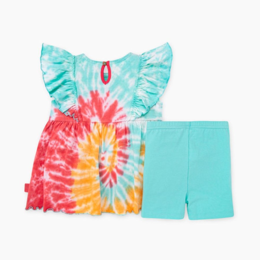 Clothing & Accessories Burt's Bees Baby | Burt'S Bees Baby Summer Swirl Tie-Dyed Tunic & Bike Short Set