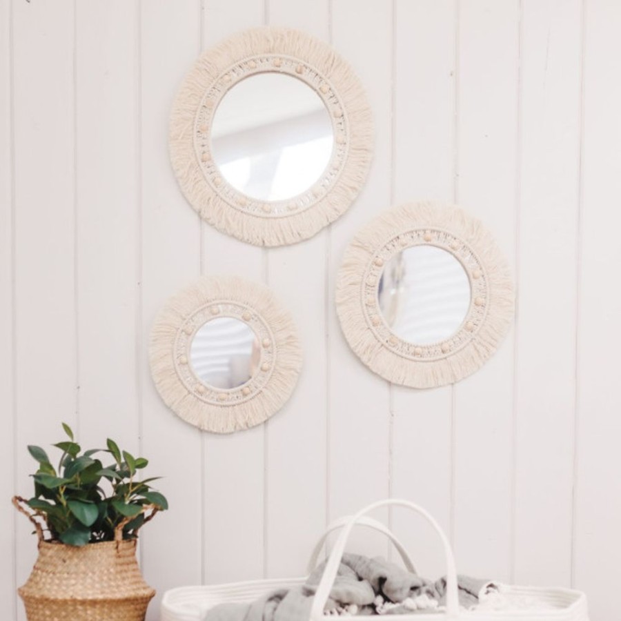 Nursery Crane Baby Nursery Themes | Crane Baby Willow 3-Pc. Mirror Macrame Wall Hangings