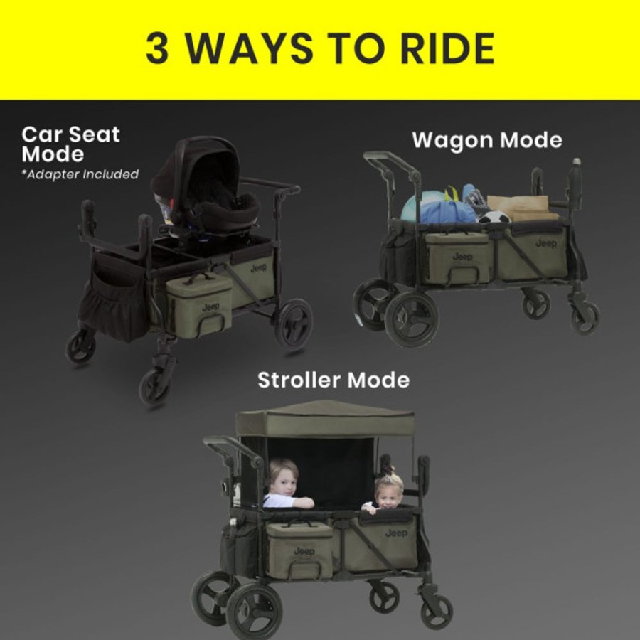 Strollers Delta Children | Delta Children Jeep Deluxe Wrangler Wagon Stroller With Cooler Bag & Parent Organizer.