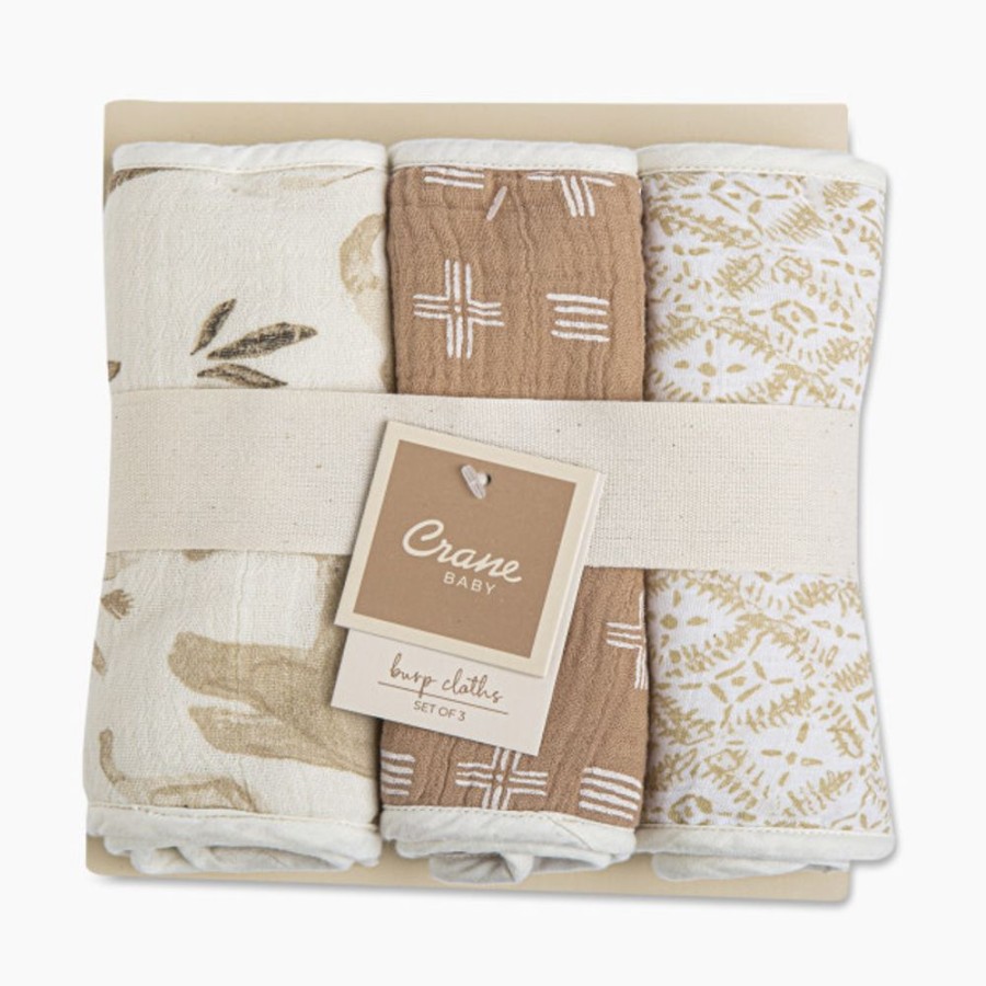 Nursing & Feeding Crane Baby | Crane Baby Cotton Muslin And Terry Burp Cloth Set (3 Pack)