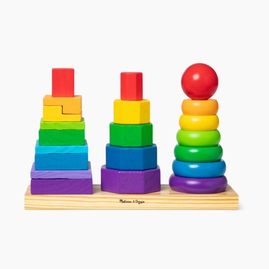 Nursery Melissa & Doug Toddler Toys | Melissa & Doug Geometric Stacker Wooden Educational Toy.