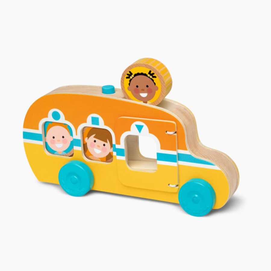 Nursery Melissa & Doug Toddler Toys | Melissa & Doug Go Tots Roll & Ride Bus Wooden Pull Toy.