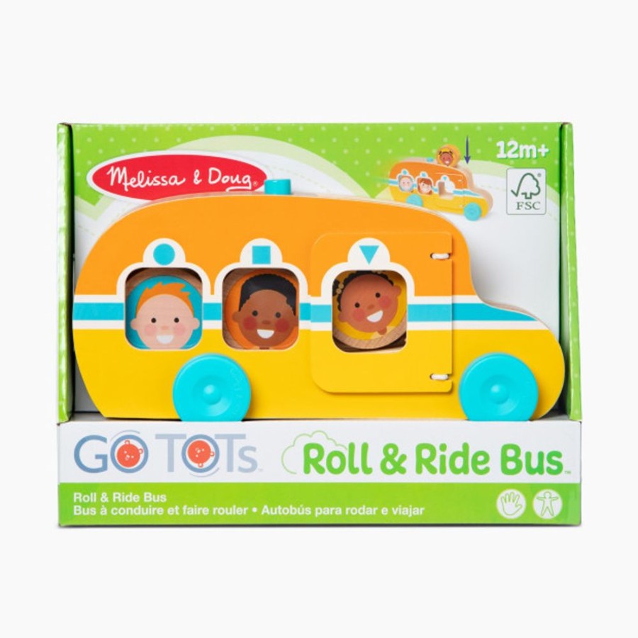 Nursery Melissa & Doug Toddler Toys | Melissa & Doug Go Tots Roll & Ride Bus Wooden Pull Toy.