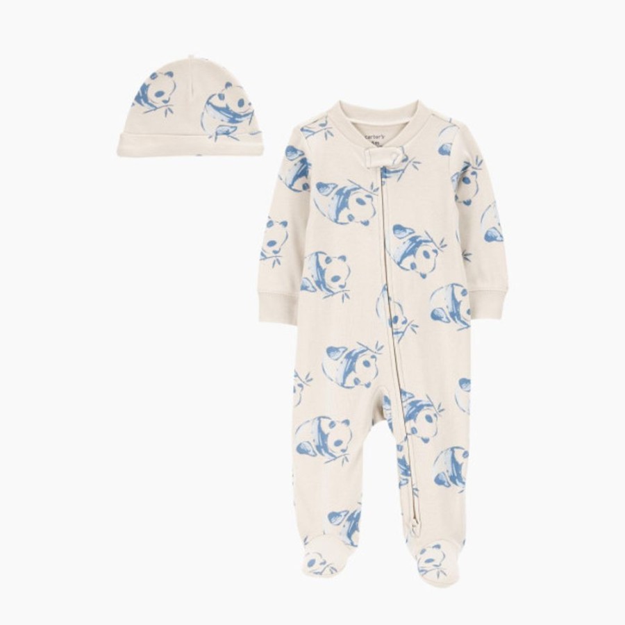 Clothing & Accessories Carter's | Carter'S Panda 2-Piece Sleep & Play And Cap Set