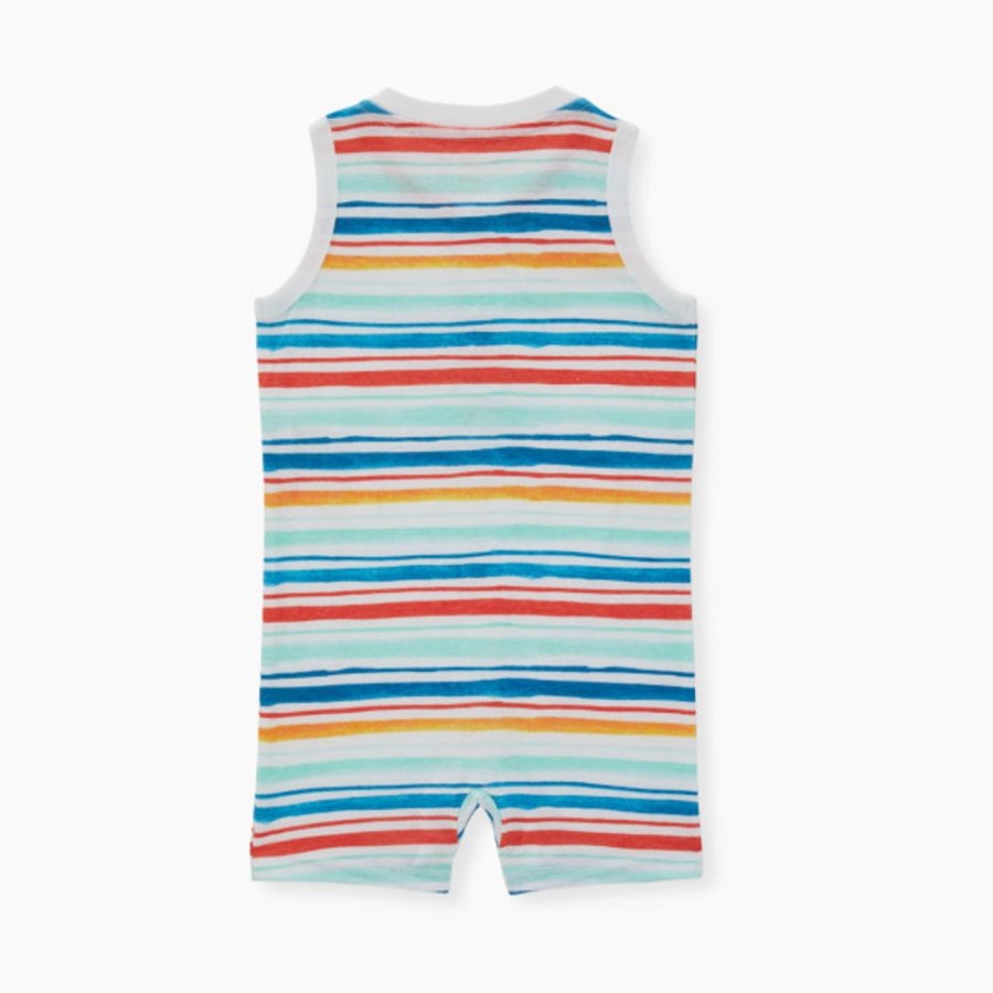 Clothing & Accessories Burt's Bees Baby | Burt'S Bees Baby Organic Cotton Watercolor Rainbow Stripe Romper