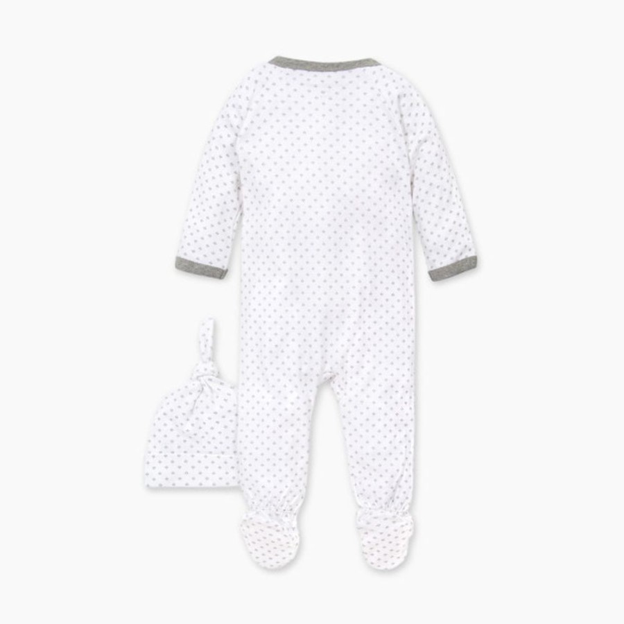 Clothing & Accessories Burt's Bees Baby | Burt'S Bees Baby Organic Footed Wrap Front Jumpsuit & Knot Top Hat