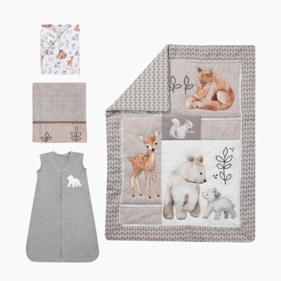 Nursery Lambs & Ivy Nursery Themes | Lambs & Ivy Painted Forest 4-Piece Crib Bedding Set.