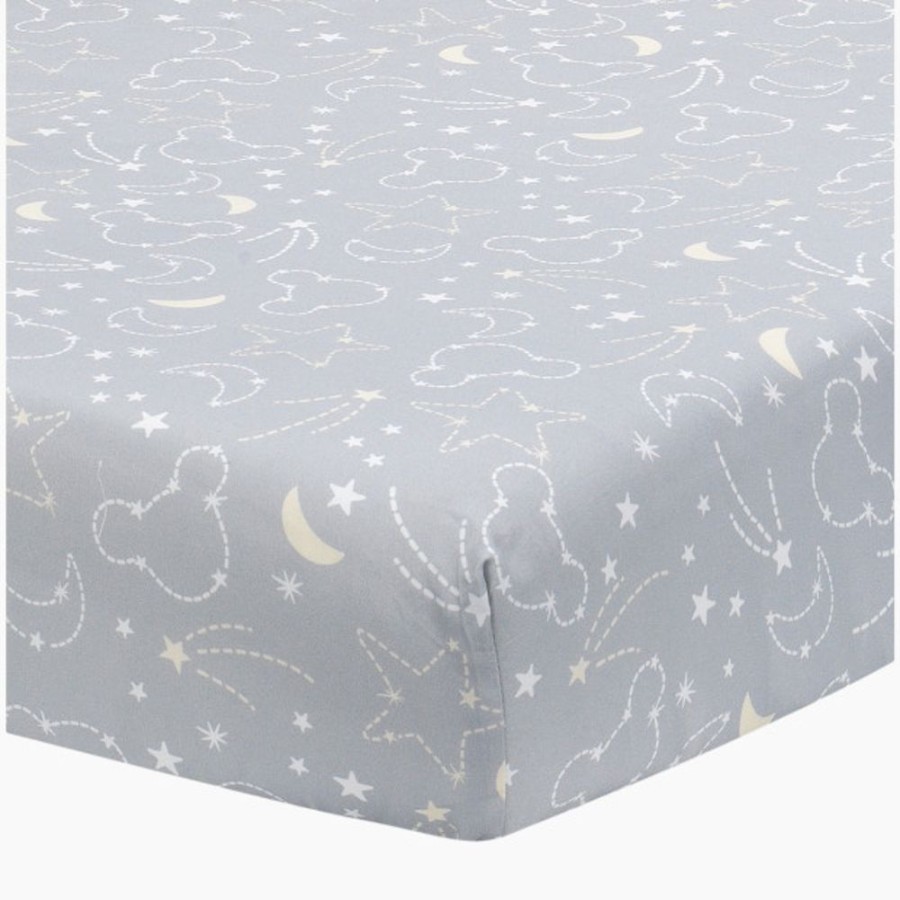 Nursery Lambs & Ivy Crib Sheets | Lambs & Ivy Mickey Mouse Celestial Cotton Fitted Crib Sheet