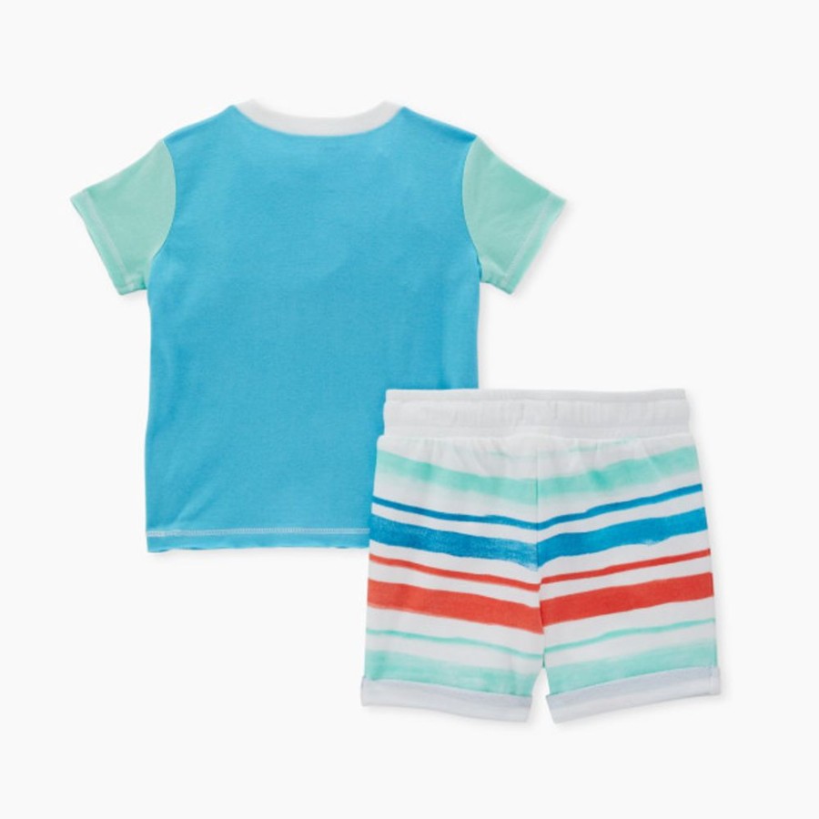 Clothing & Accessories Burt's Bees Baby | Burt'S Bees Baby Organic Cotton Color Blocked Tee & French Terry Short Set