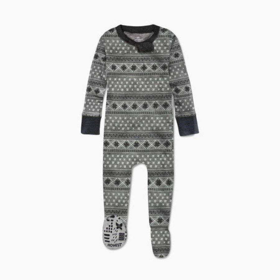 Health & Safety Honest Baby Clothing More For Parents | Honest Baby Clothing Toddler Heather Grey Fair Isle "Fam Jam" Snug Fit Footed Matching Family Pajamas