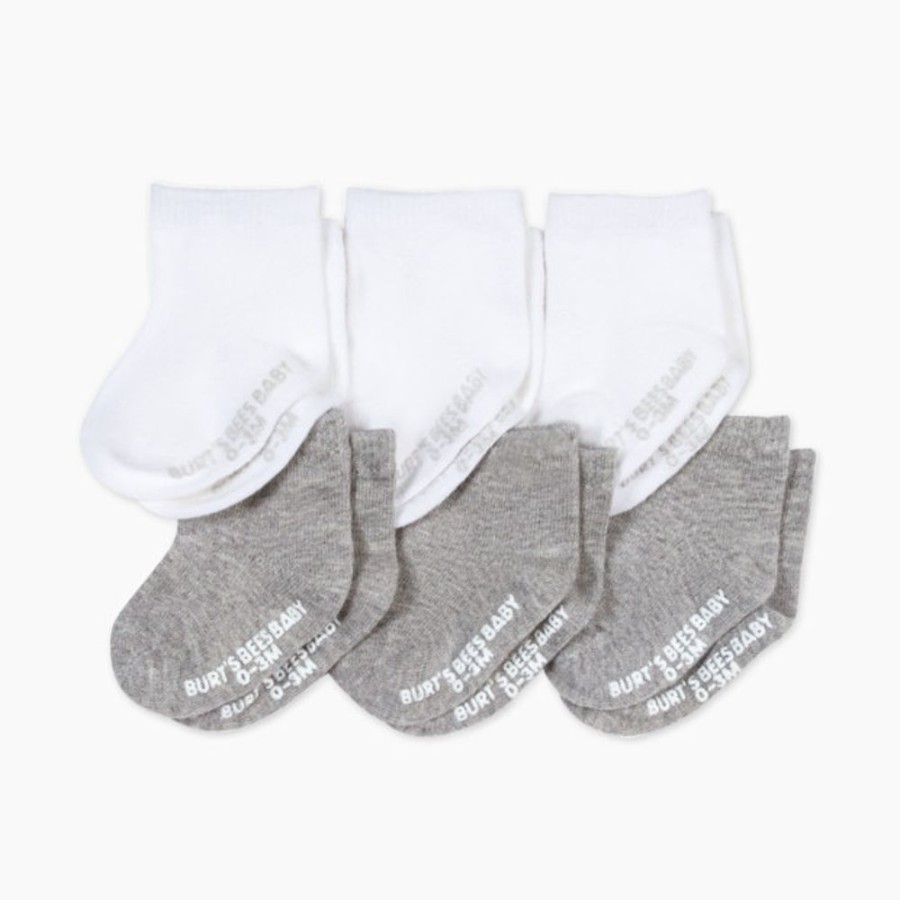 Clothing & Accessories Burt's Bees Baby Socks & Tights | Burt'S Bees Baby Solid Crew Socks (6 Pack)