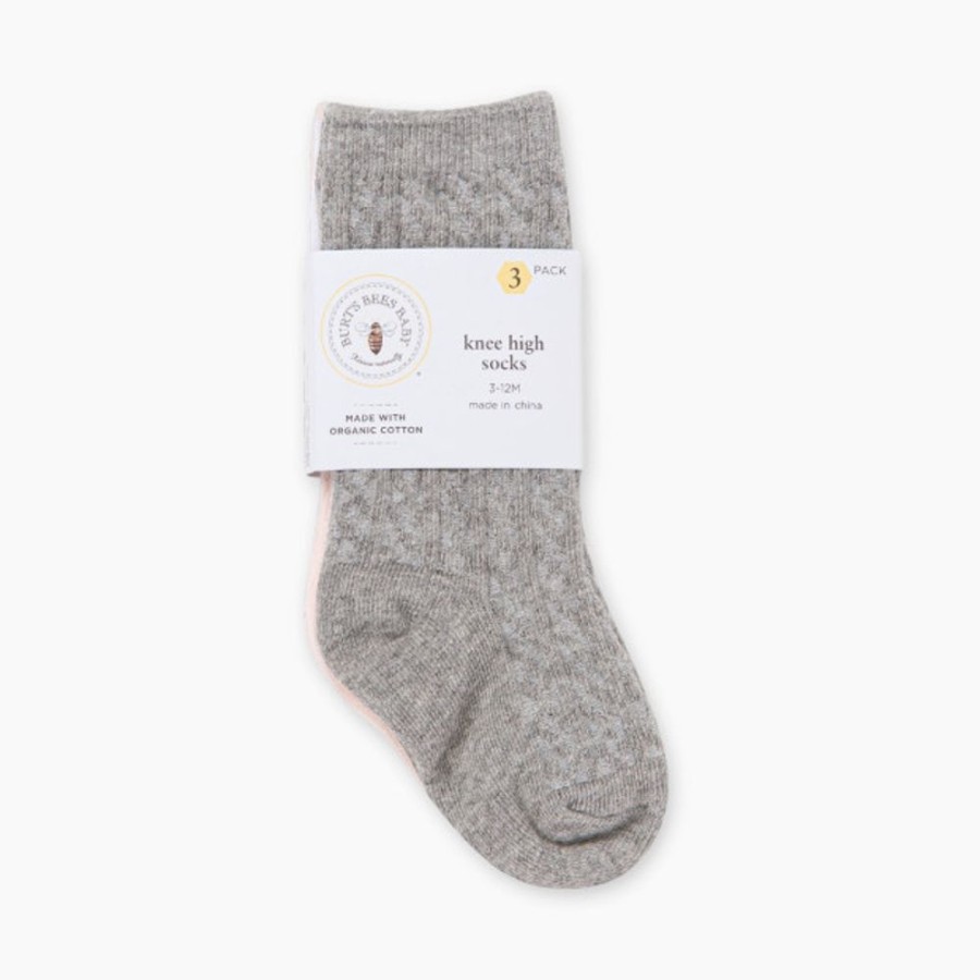 Clothing & Accessories Burt's Bees Baby Socks & Tights | Burt'S Bees Baby Cable Knit Knee-High Socks (3 Pack)