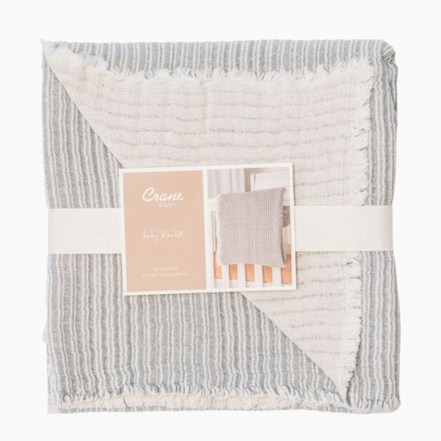 Nursery Crane Baby Blankets | Crane Baby Shoreline Stripe Blanket