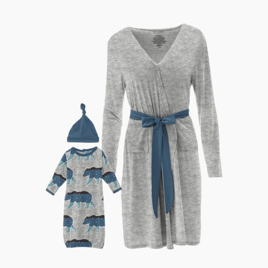 Clothing & Accessories KicKee Pants Maternity Clothes & Intimates | Kickee Pants Women'S Print Maternity/Nursing Robe & Layette Gown Set