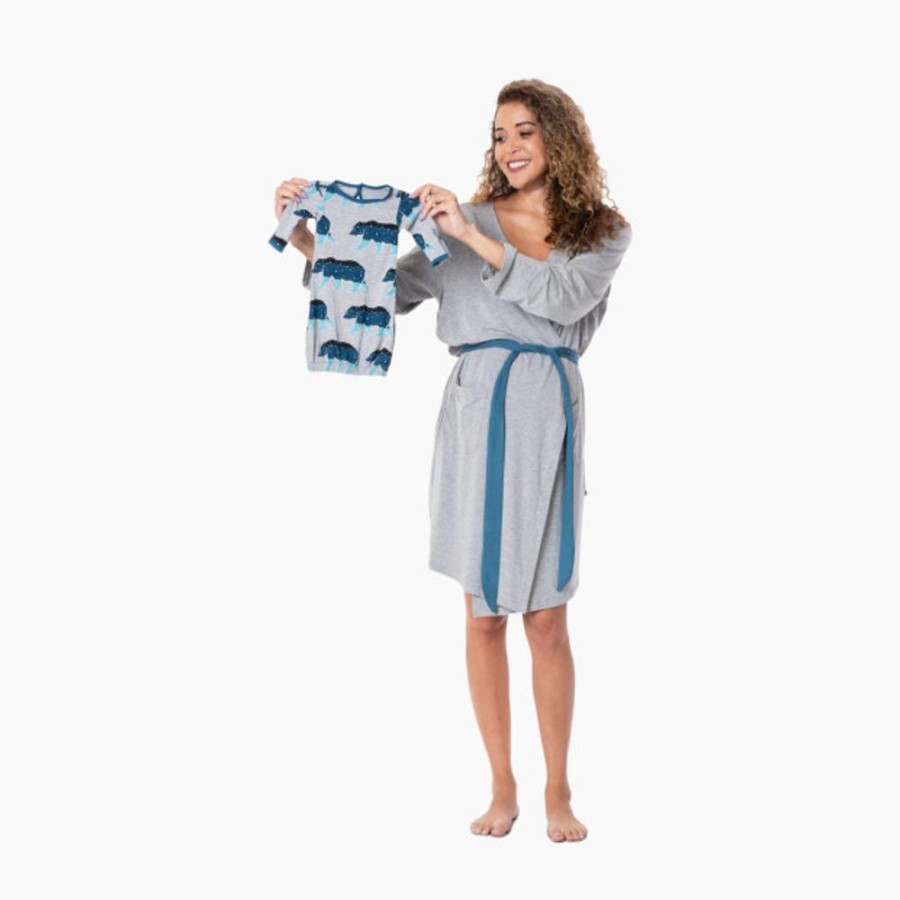 Clothing & Accessories KicKee Pants Maternity Clothes & Intimates | Kickee Pants Women'S Print Maternity/Nursing Robe & Layette Gown Set