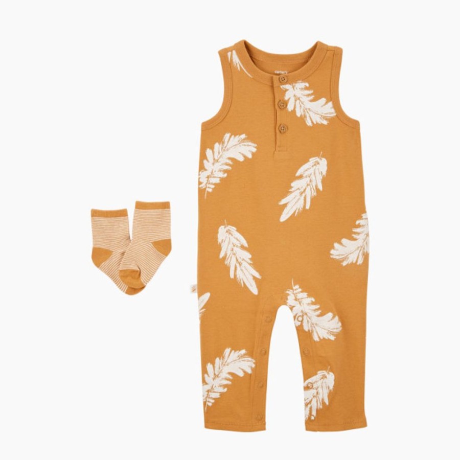 Clothing & Accessories Carter's | Carter'S 2-Piece Feather Jumpsuit & Socks Set